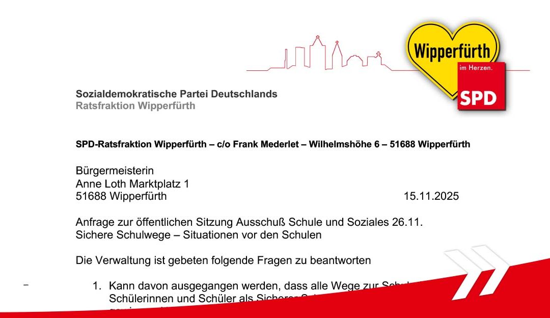 Anfrage: Sichere Schulwege – Situationen vor den Schulen